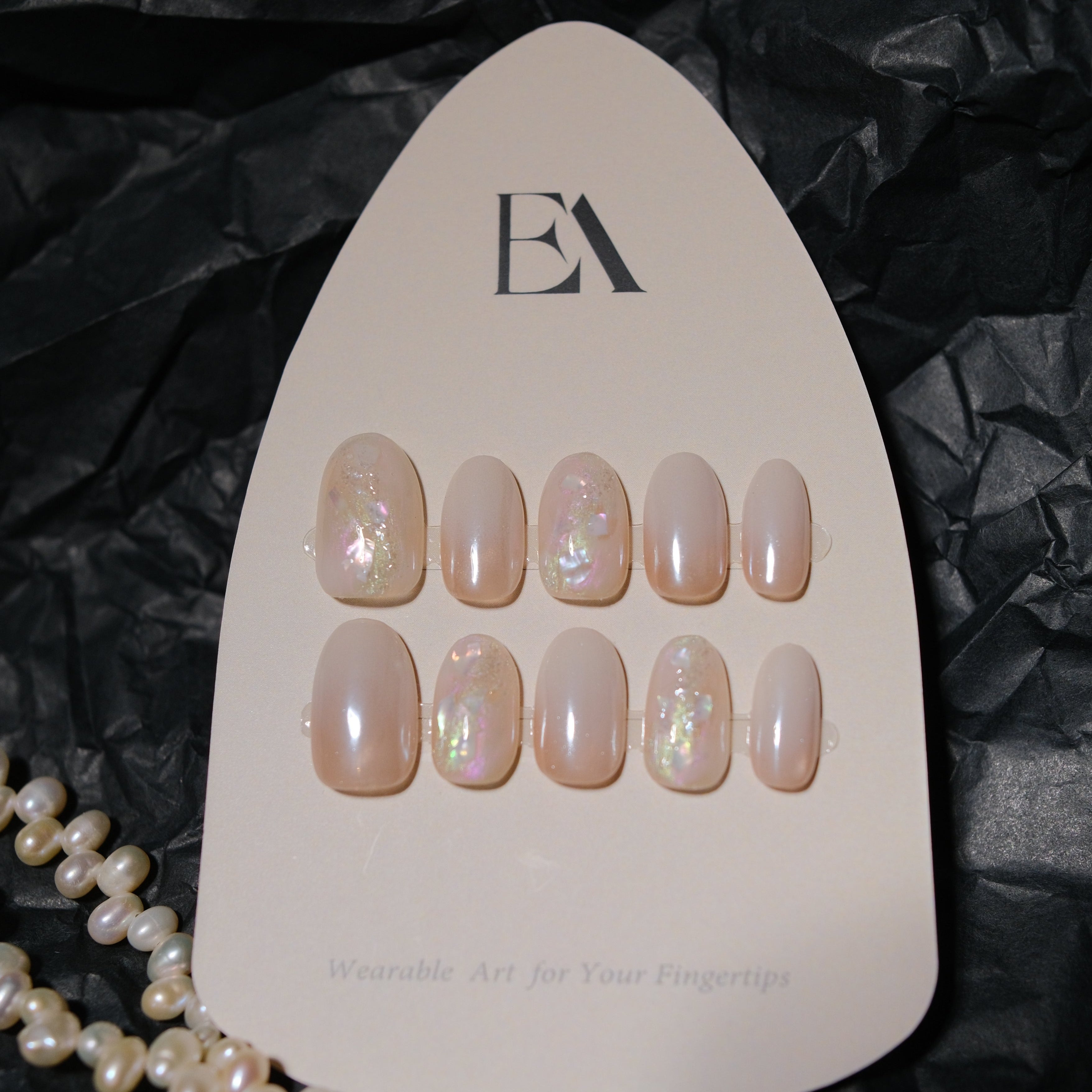 Pearl Veil press-on nail set by Editory — ivory mother-of-pearl finish